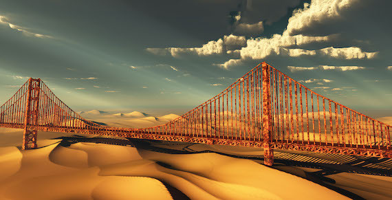 golden gate bridge desert